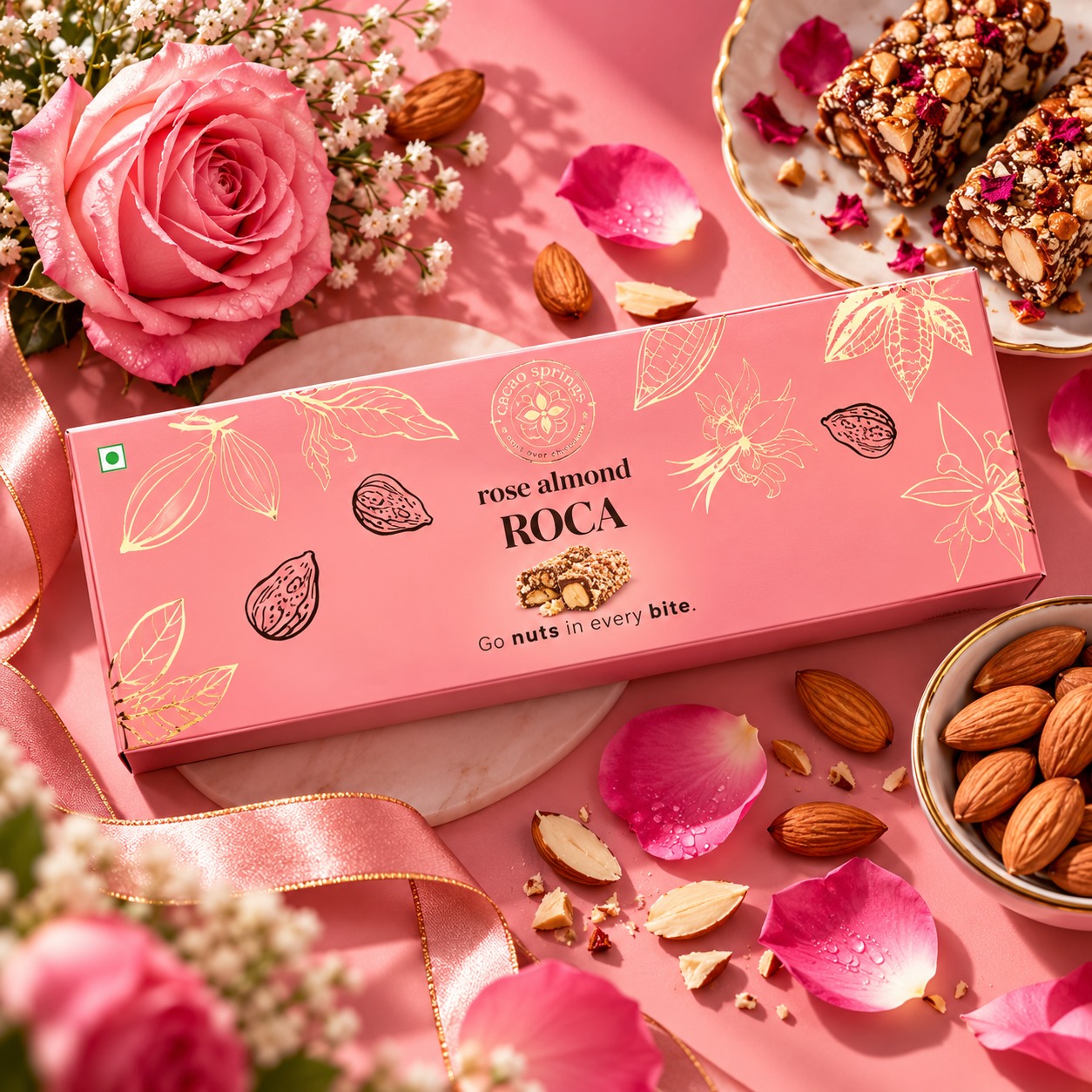 Cacao Springs Rose Almond Roca 60gm