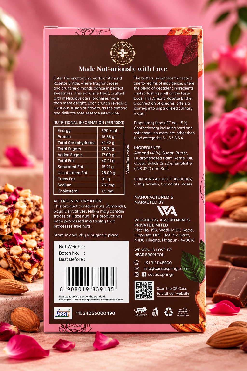Cacao Springs Almond Rosette Brittle