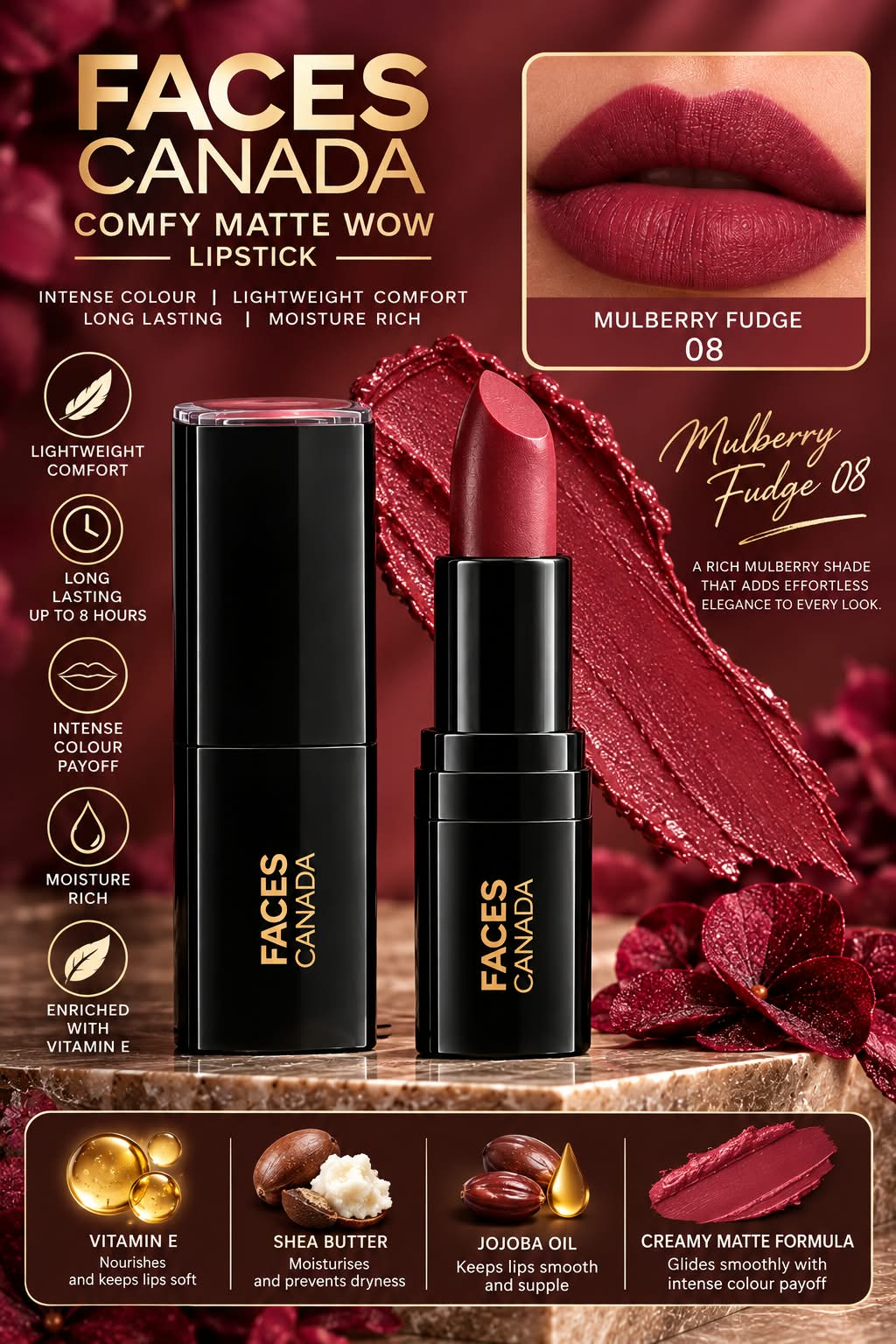 Faces Canada Comfy Matte Wow Lipstick