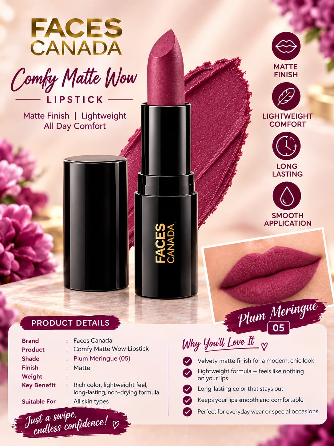Faces Canada Comfy Matte Wow Lipstick