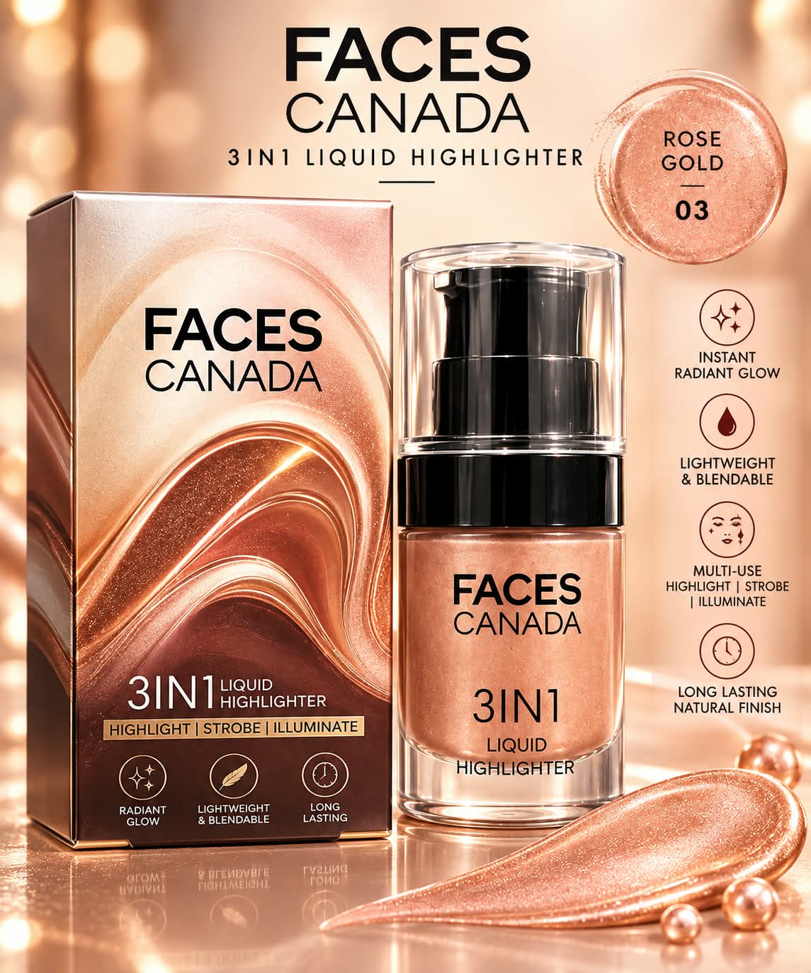 Faces Canada 3IN1 Liquid Highlighter (Highlight + Strobe + Illuminate)