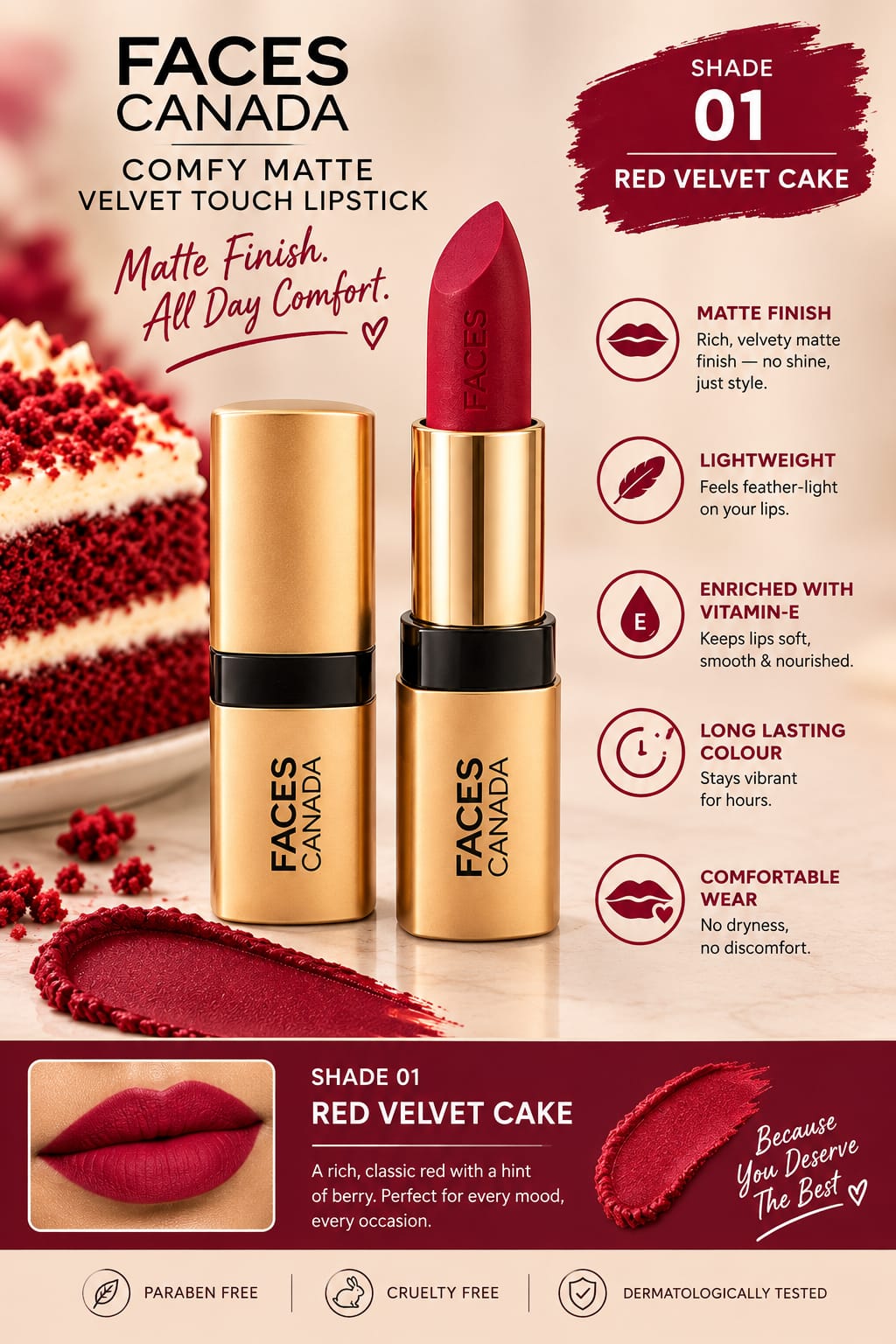Faces Canada Comfy Matte Velvet Touch LIpstick