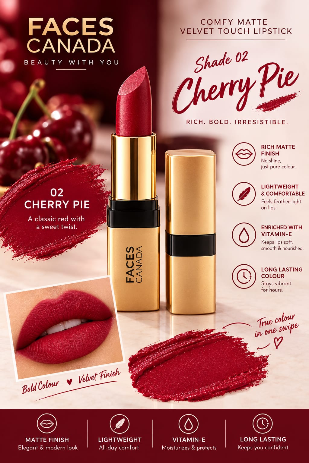 Faces Canada Comfy Matte Velvet Touch LIpstick