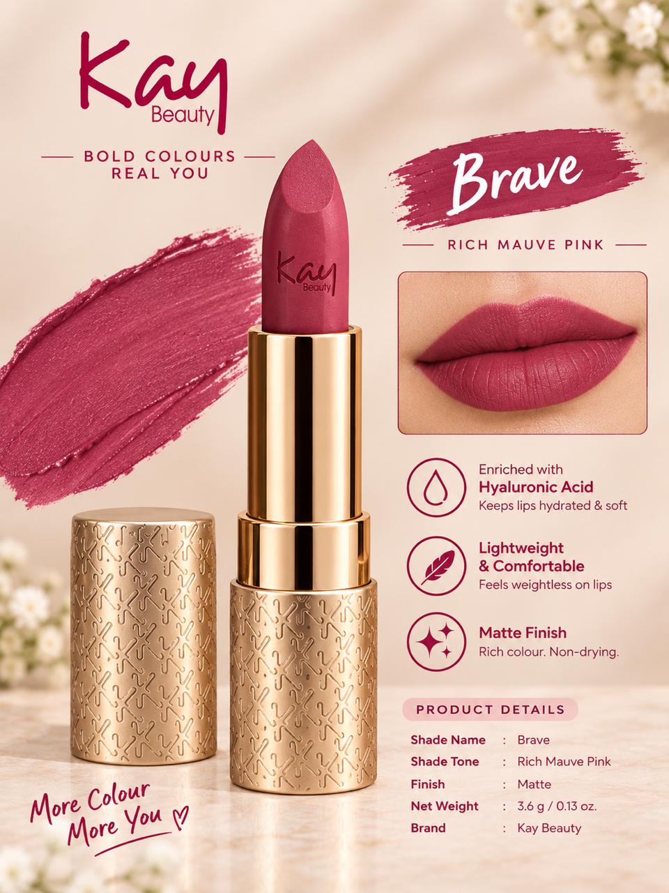 Kay Beauty Hydra Creme Serum Lipstick -Rich Color & Hyaluronic Acid for Deep Hydration