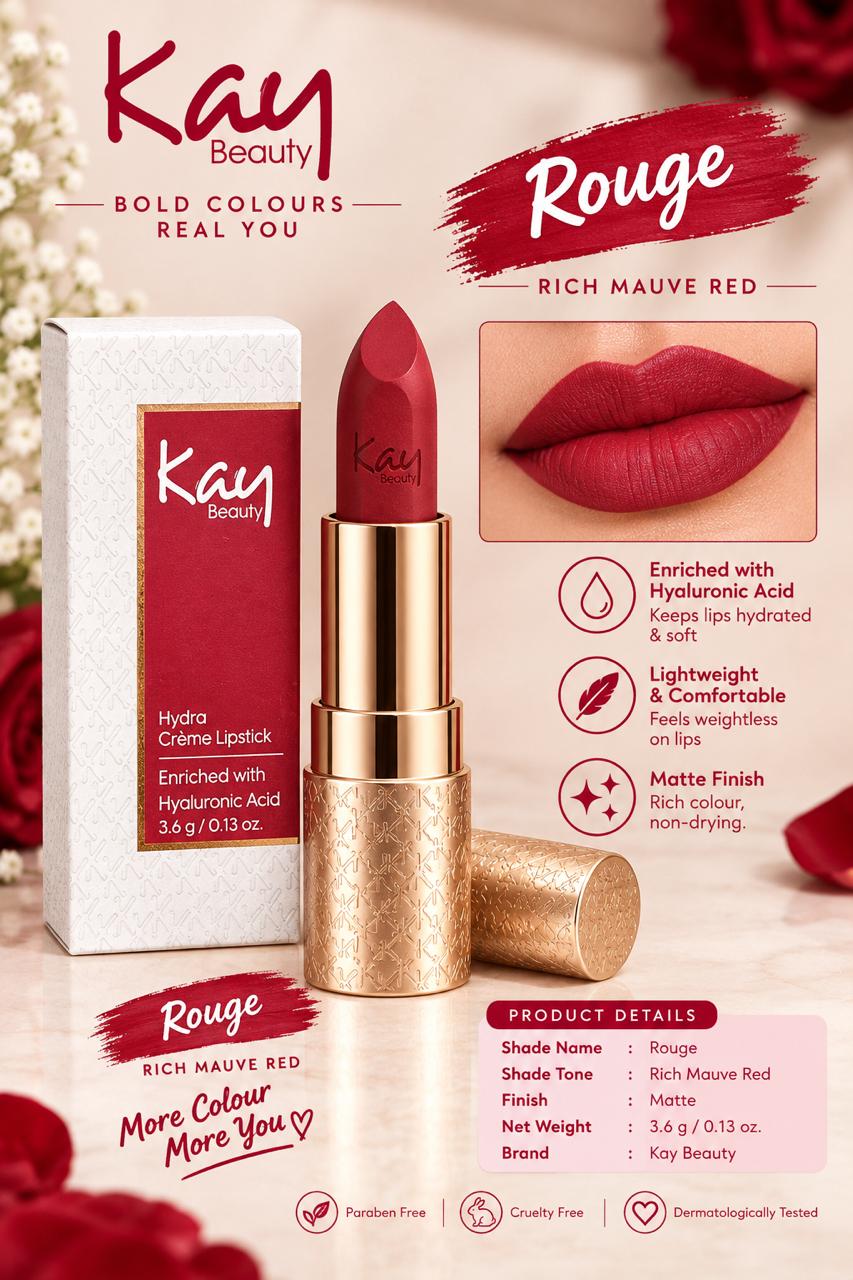 Kay Beauty Hydra Creme Serum Lipstick -Rich Color & Hyaluronic Acid for Deep Hydration