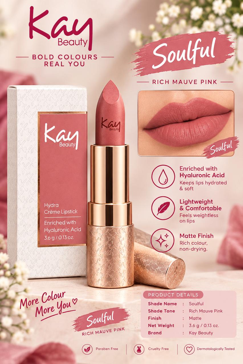 Kay Beauty Hydra Creme Serum Lipstick -Rich Color & Hyaluronic Acid for Deep Hydration