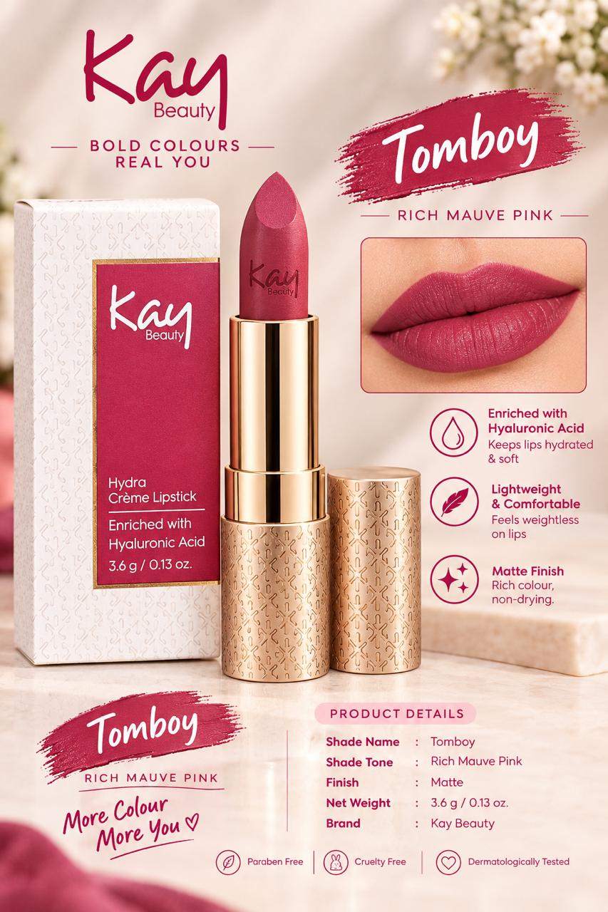 Kay Beauty Hydra Creme Serum Lipstick -Rich Color & Hyaluronic Acid for Deep Hydration