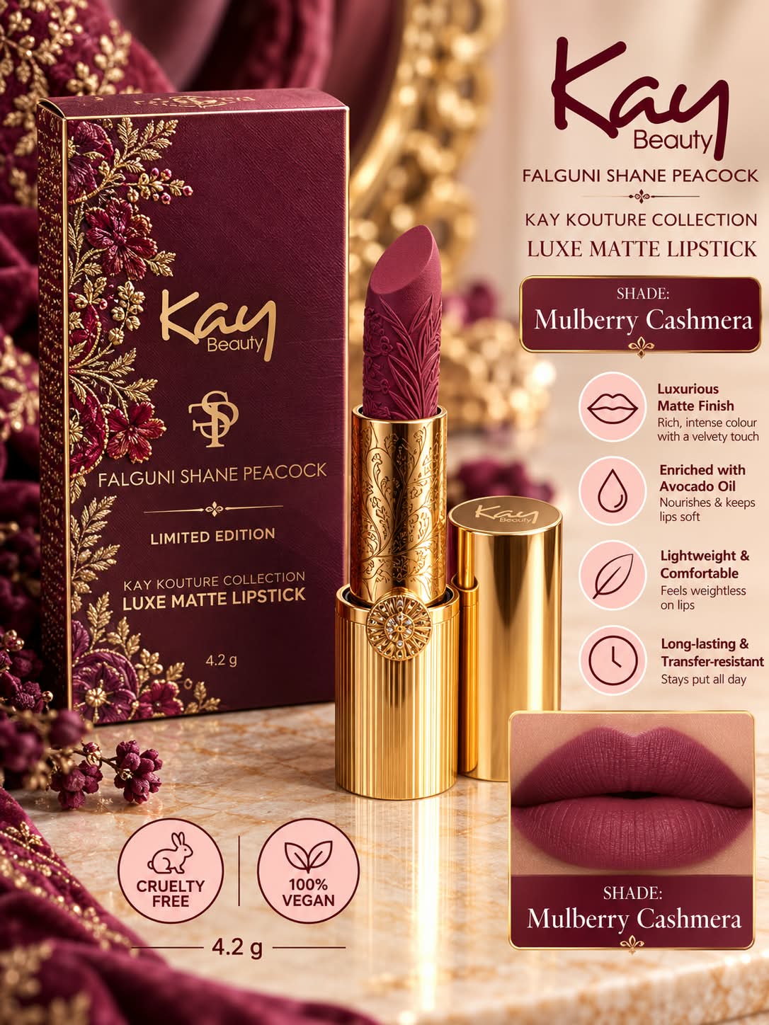 Kay Beauty Falguni Shane Peacock Limited Edition Luxe Matte Lipstick