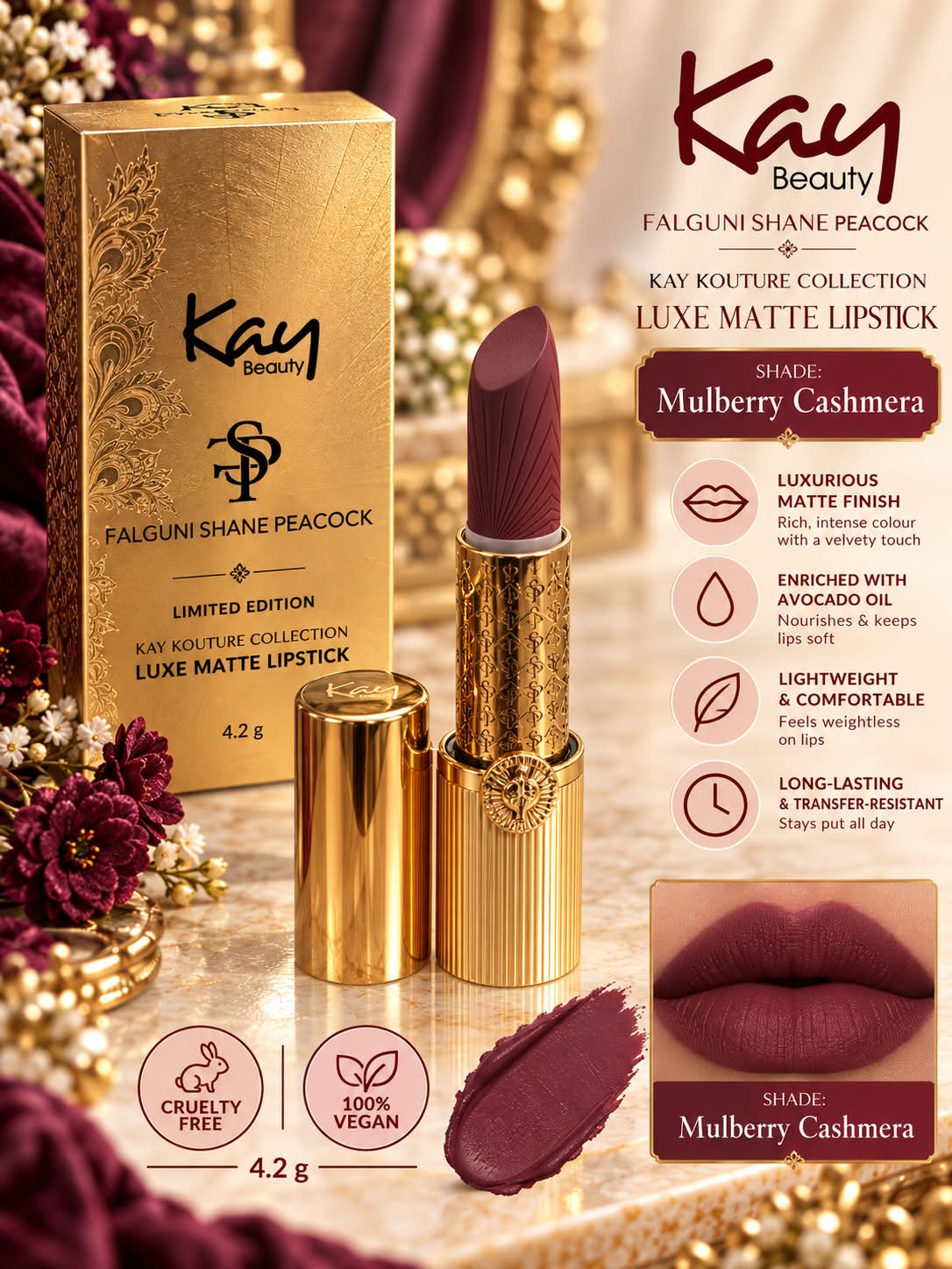 Kay Beauty Falguni Shane Peacock Limited Edition Luxe Matte Lipstick