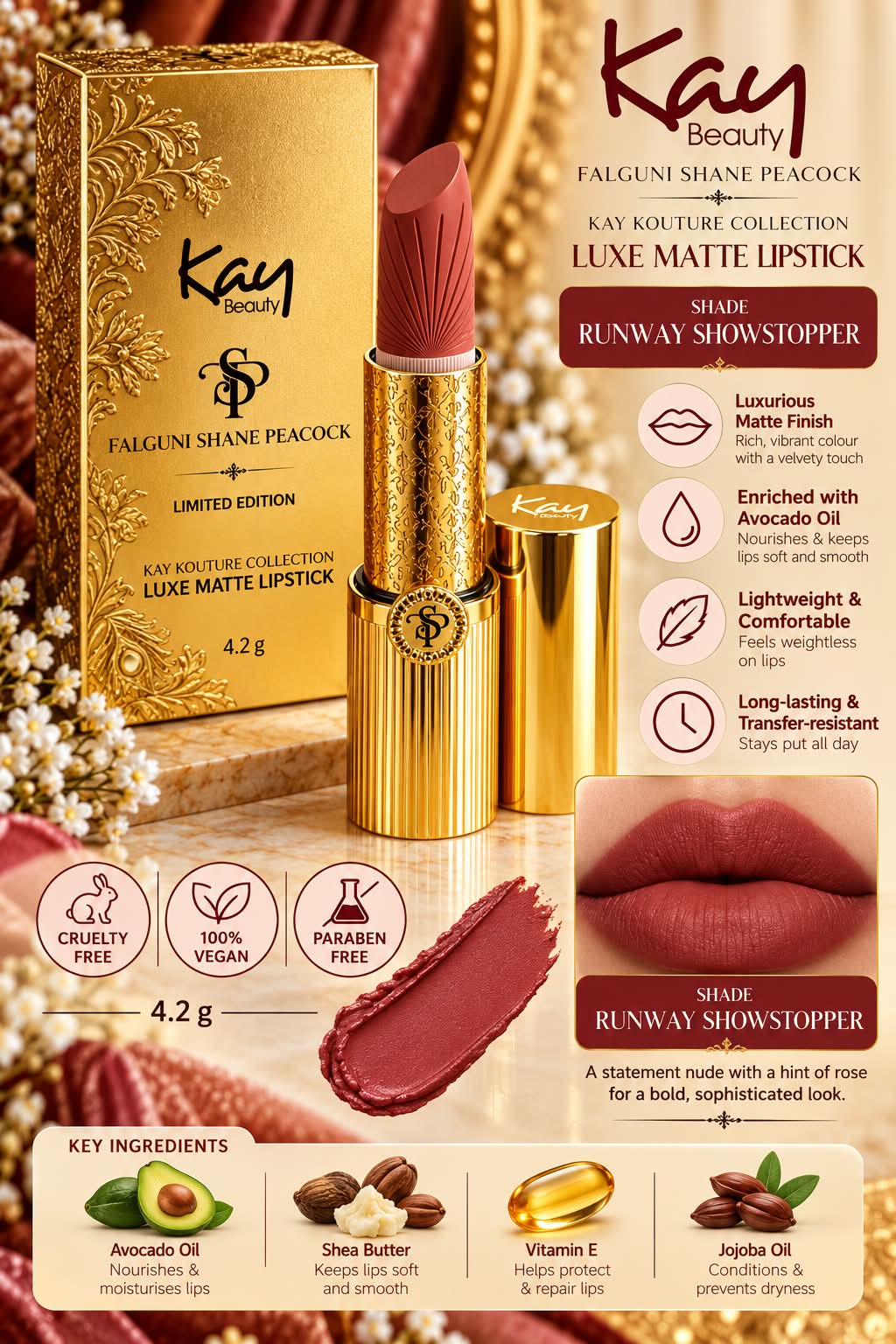 Kay Beauty Falguni Shane Peacock Limited Edition Luxe Matte Lipstick