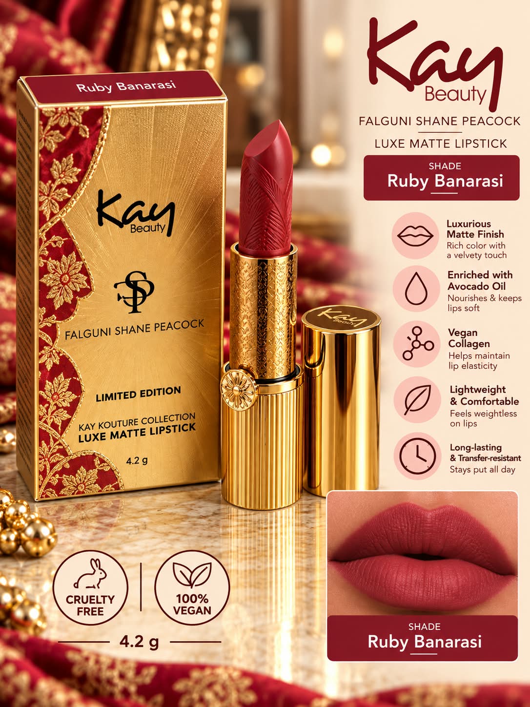 Kay Beauty Falguni Shane Peacock Limited Edition Luxe Matte Lipstick