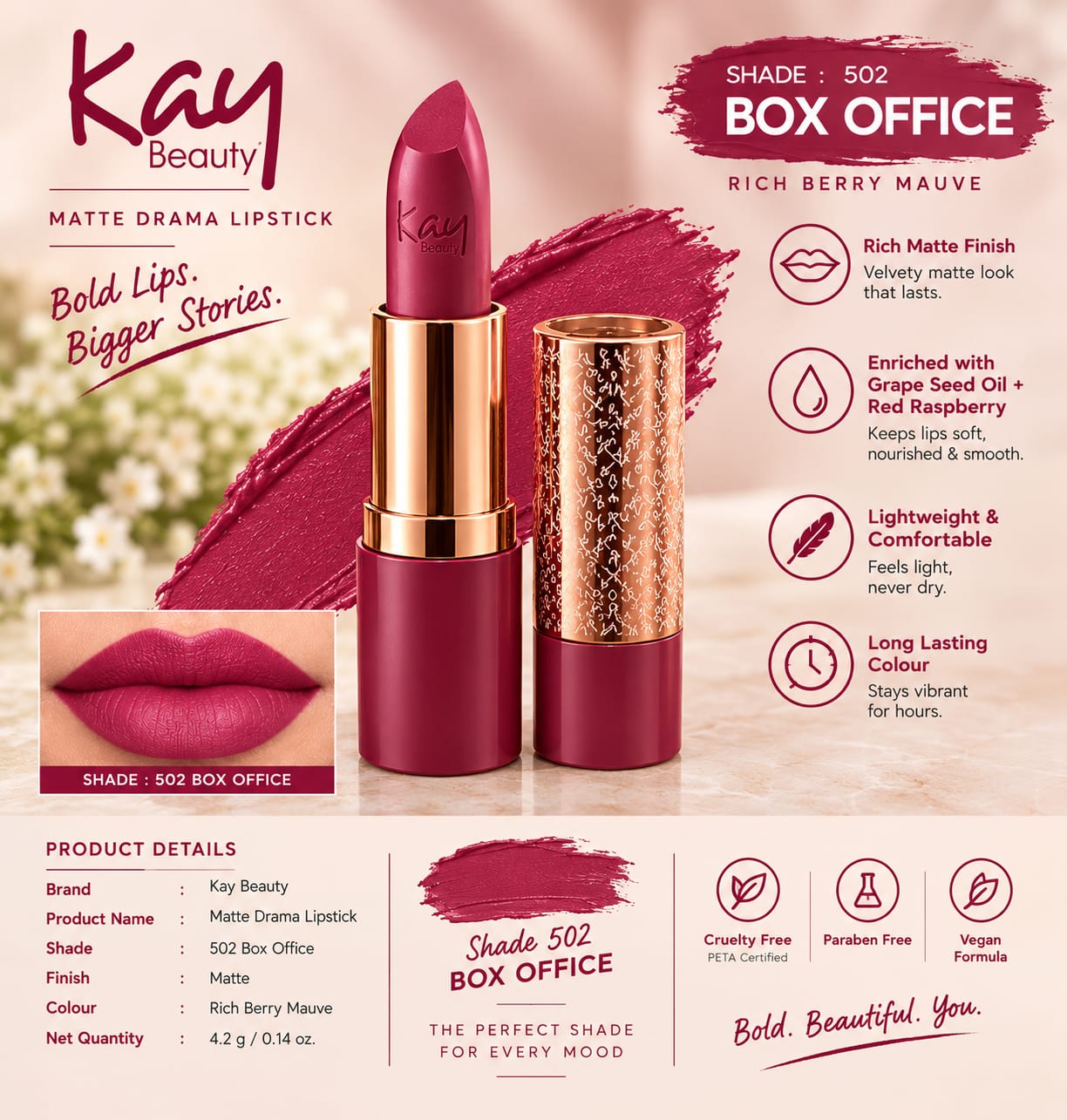 Kay Beauty Matte Drama Matte Lipstick