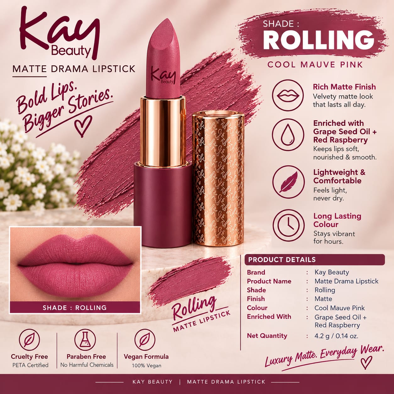 Kay Beauty Matte Drama Matte Lipstick