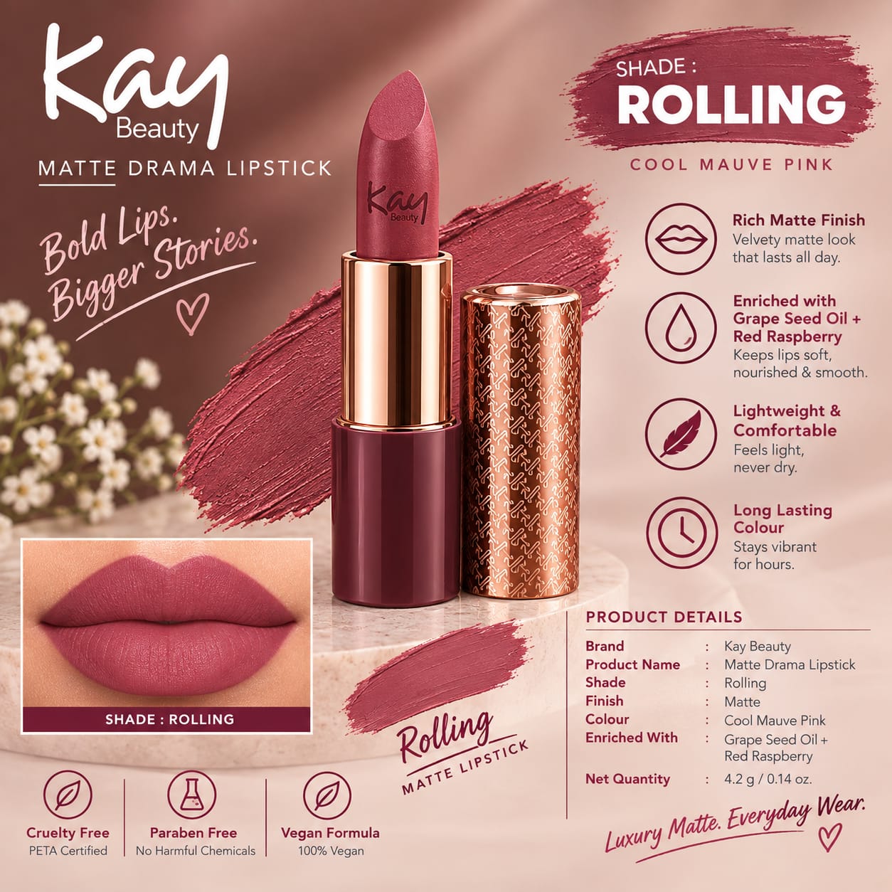 Kay Beauty Matte Drama Matte Lipstick
