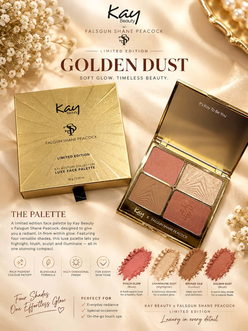 Kay Beauty Falguni Shane Peacock Limited Edition Luxe Face Palette Golden Dust