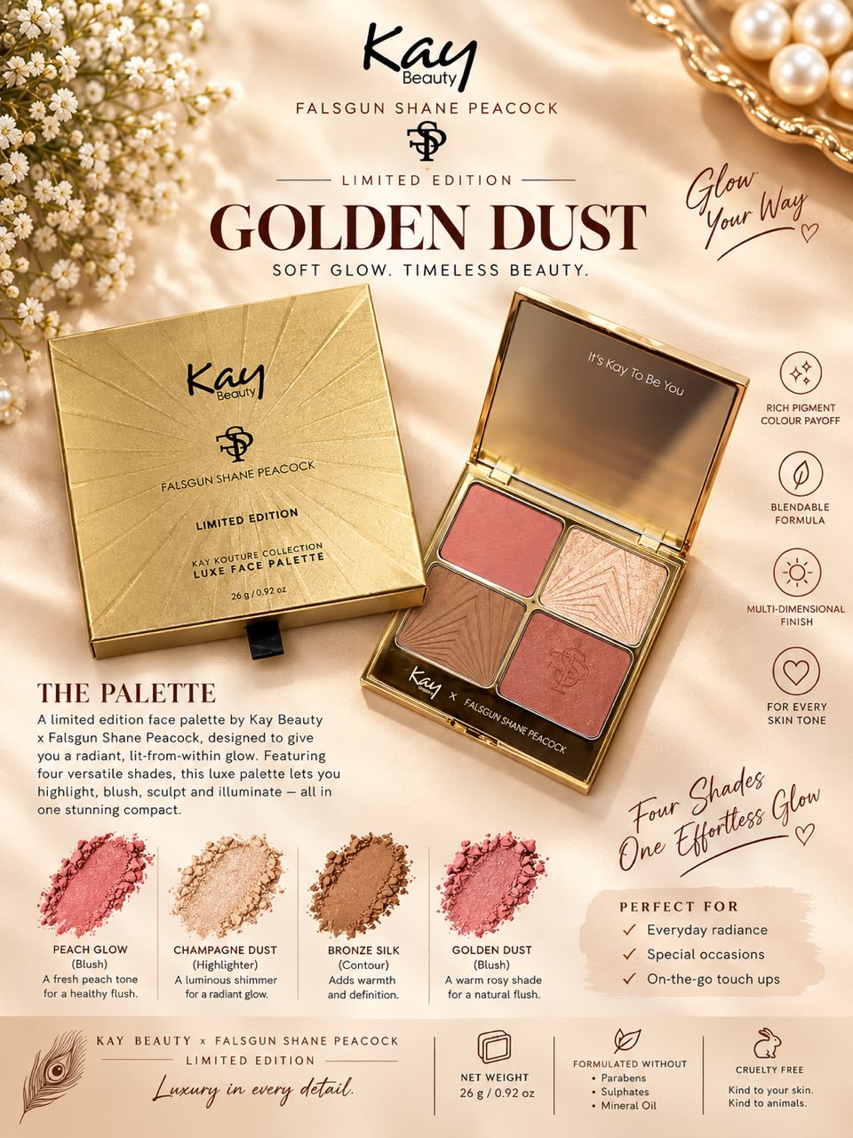 Kay Beauty Falguni Shane Peacock Limited Edition Luxe Face Palette Golden Dust