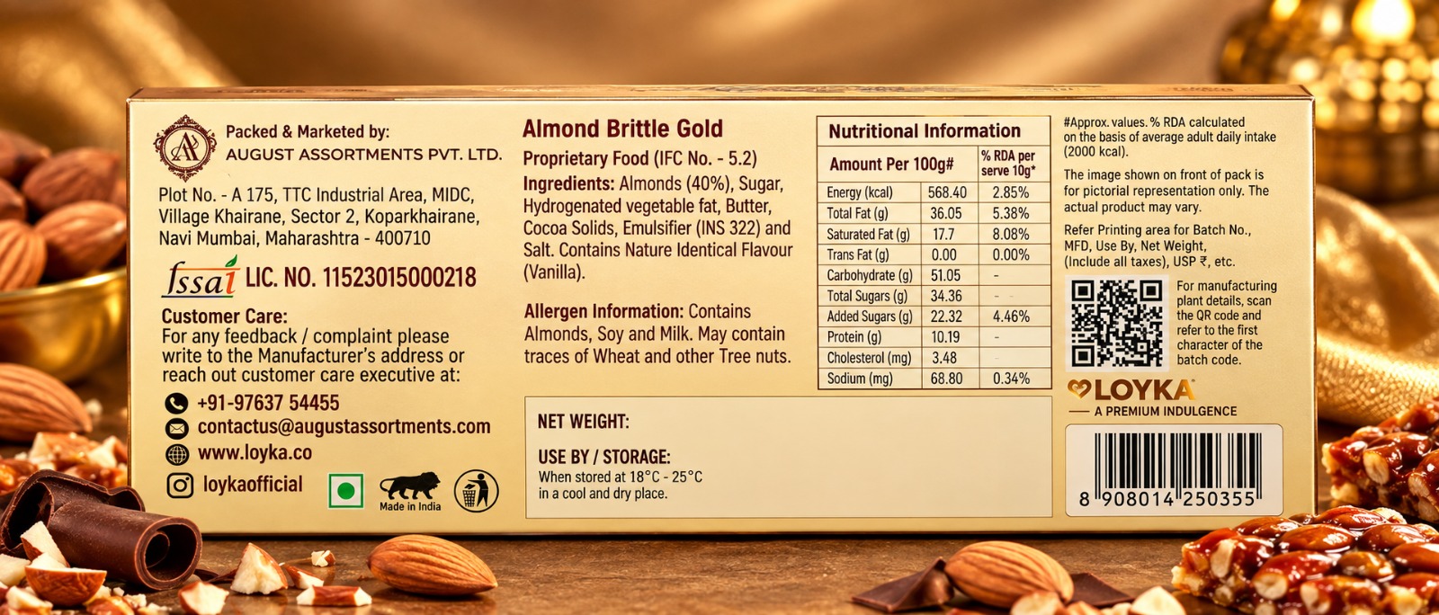 Loyka Almond Brittle Gold 406gm