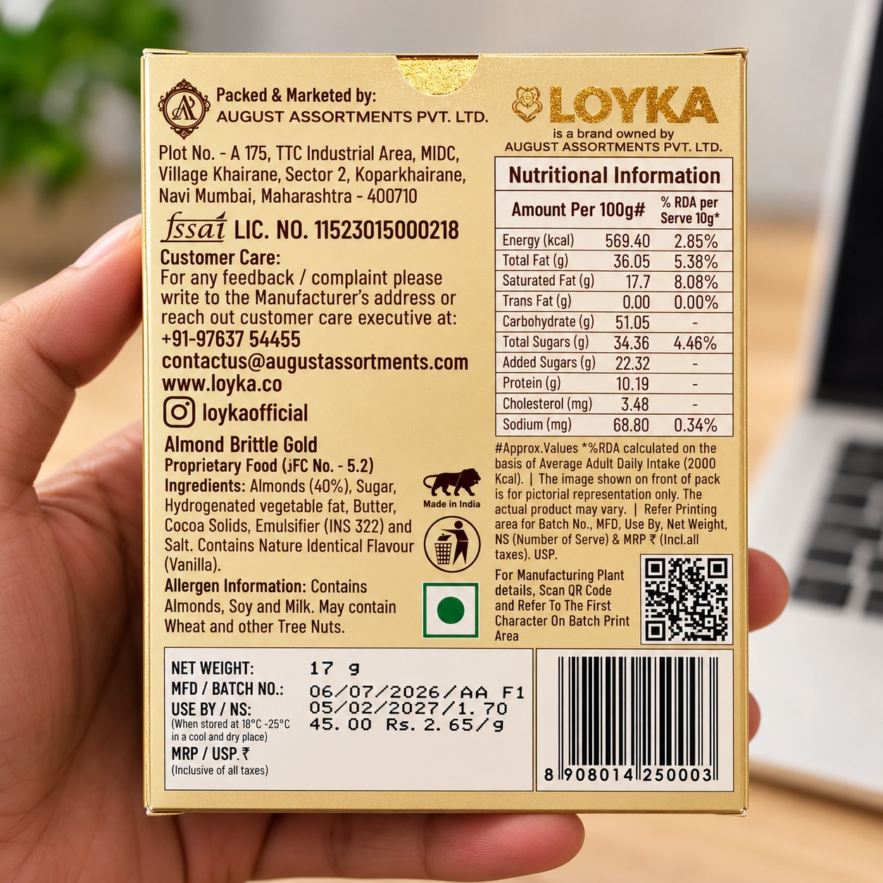 Loyka Almond Brittle Gold 17gm