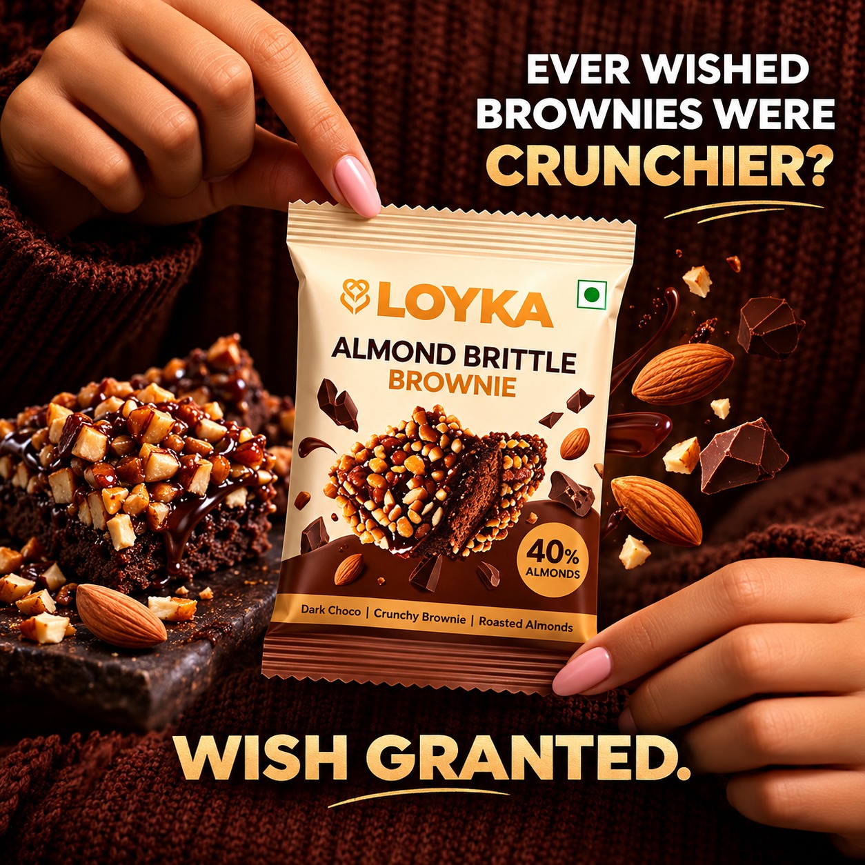 Loyka Almond Brittle Brownie 17gm