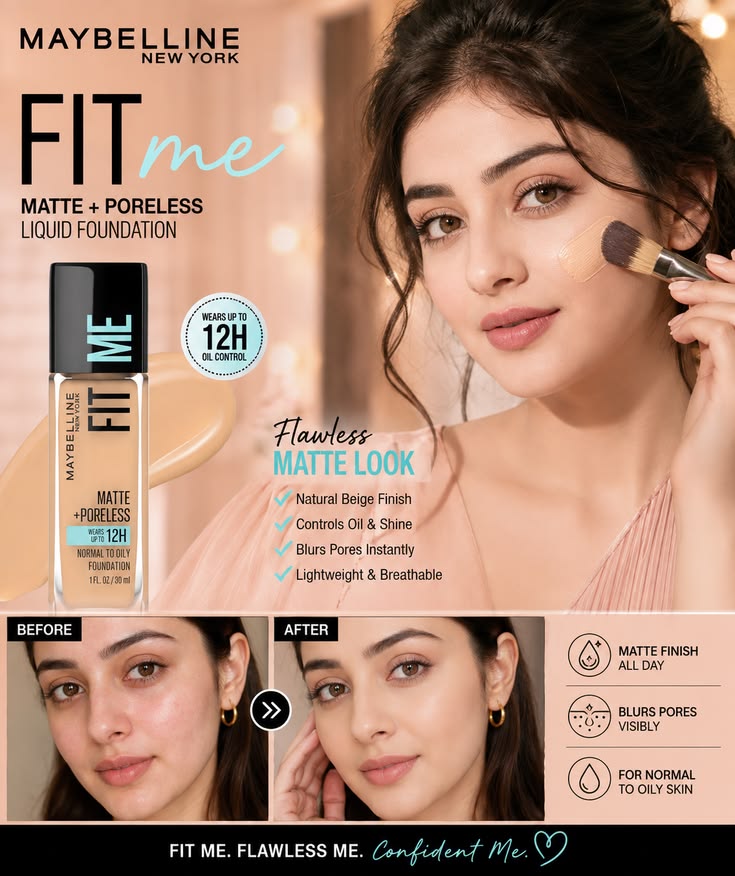 Maybelline Fit Me Matte + Poreless 16H Oil Control Foundation SPF 22 PA++