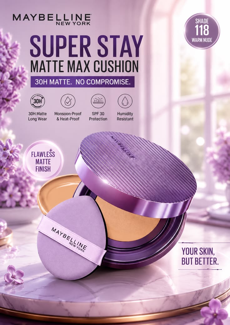 Maybelline Super Stay Matte Max Cushion Foundation Spf 30P+++Up To30H Transfer Proof-Sweat Proof
