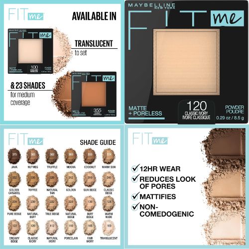 Maybelline New York Fit Me Matte + Poreless Pressed Powder, Lightweight - Buff Beige 130