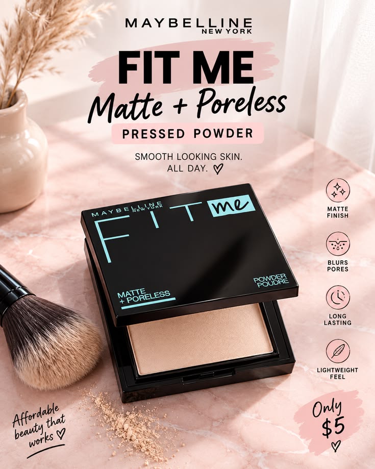 Maybelline New York Fit Me Matte + Poreless Pressed Powder, Lightweight - Buff Beige 130
