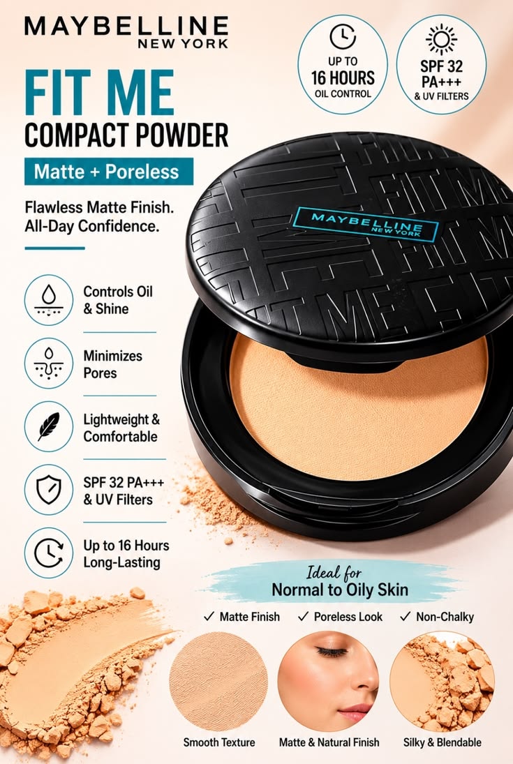 Maybelline New York Fit Me Matte + Poreless Pressed Powder, Lightweight - Buff Beige 130