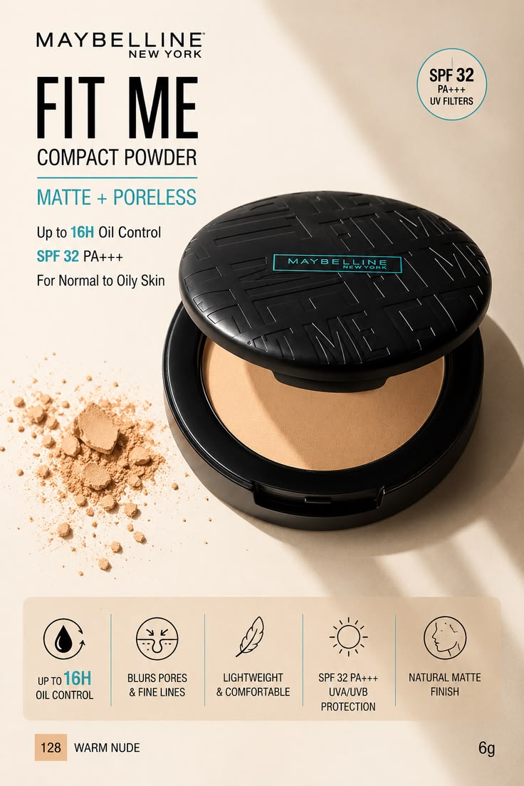 Maybelline New York Fit Me Matte + Poreless Pressed Powder, Lightweight - Buff Beige 130