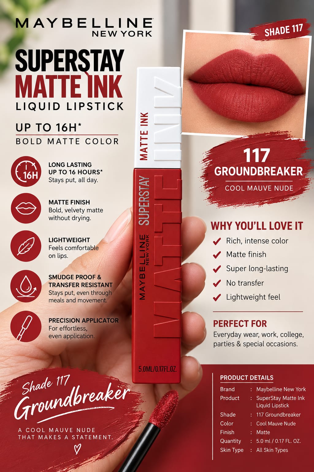 Maybelline New York Super Stay Matte Ink Liquid Lipstick, Lasts Up to 16 Hours
