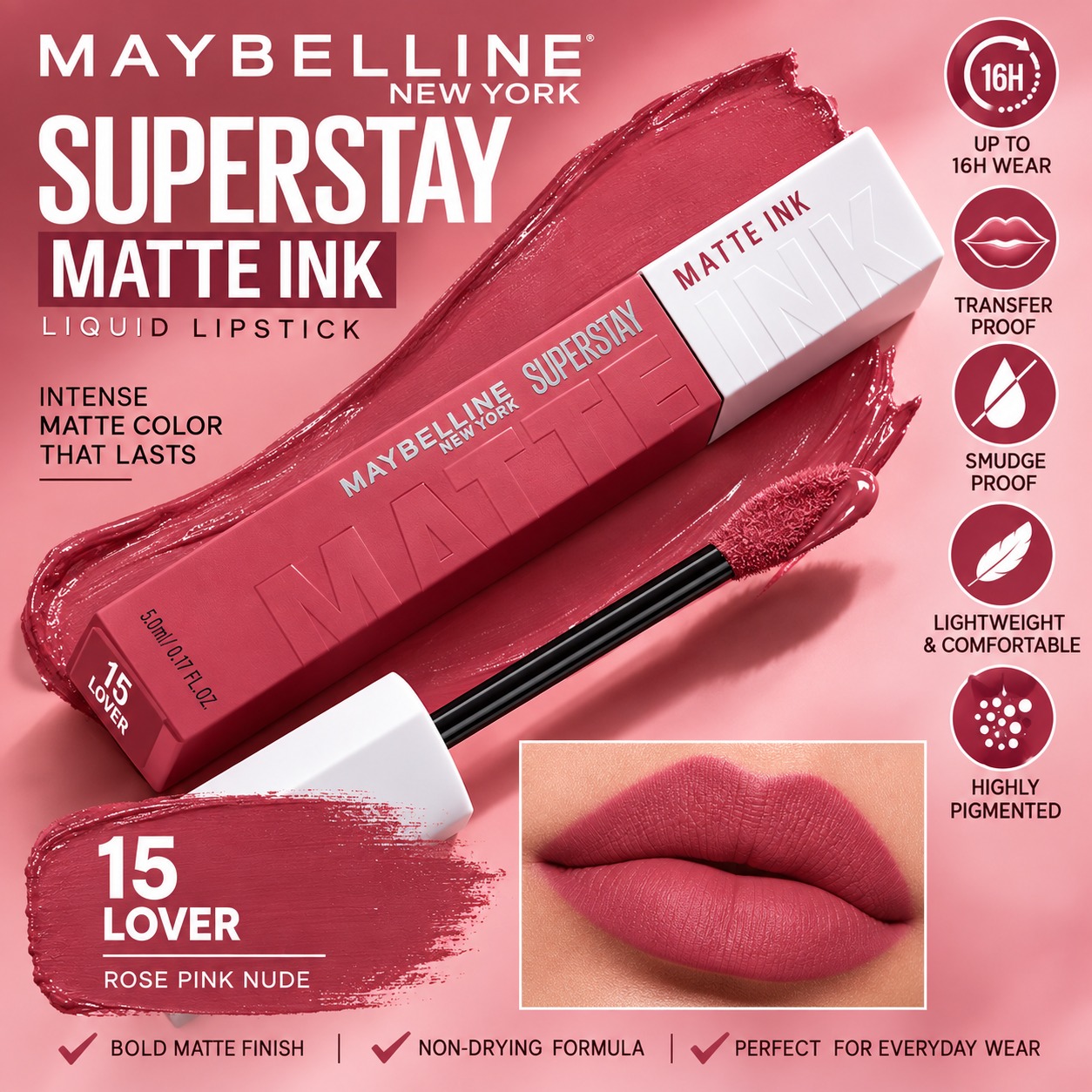 Maybelline New York Super Stay Matte Ink Liquid Lipstick, Lasts Up to 16 Hours