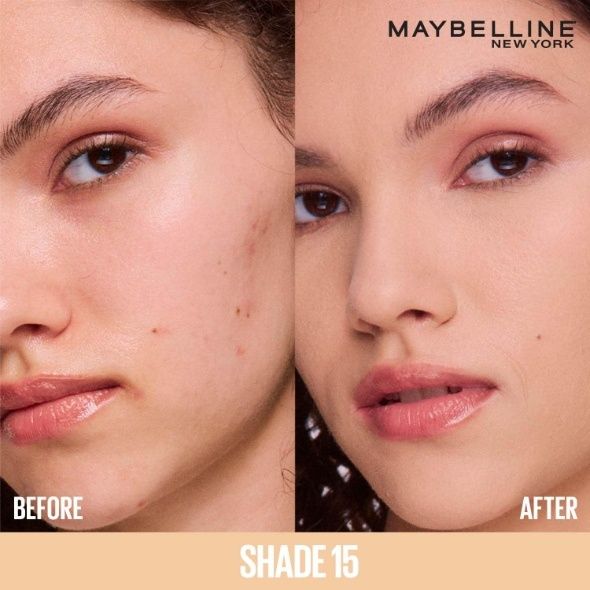 Maybelline New York Fit Me Spot Rescue Full Coverage Concealer, 24H Wear, Fades Spots, Minimizes Pimples, Clinically Tested, Non Comedogenic-15, 15ml