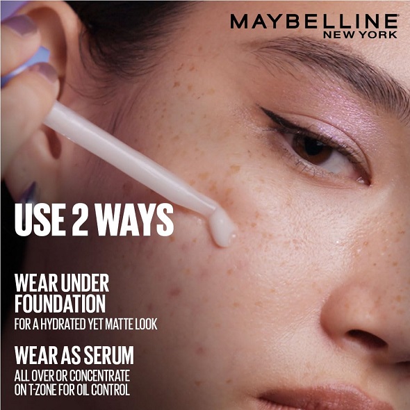 Maybelline New York Shine Stopper Primer | 3-in-1 Serum Primer for Oily Skin to Prime, Mattify, Hydrate with LHA & Salicylic Acid, 25ml