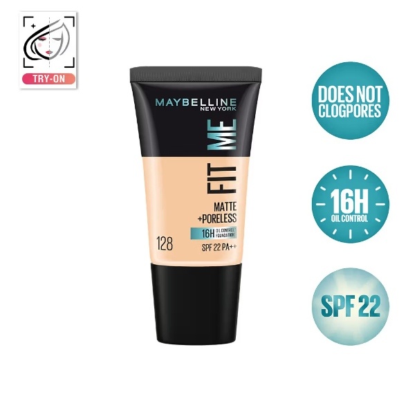 Maybelline New York Fit Me Matte + Poreless 16H Oil Control Foundation With SPF 22 PA ++ 128 Warm Nude