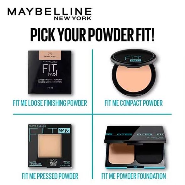 Maybelline New York Fit Me Matte + Poreless Pressed Powder, Lightweight - Buff Beige 130