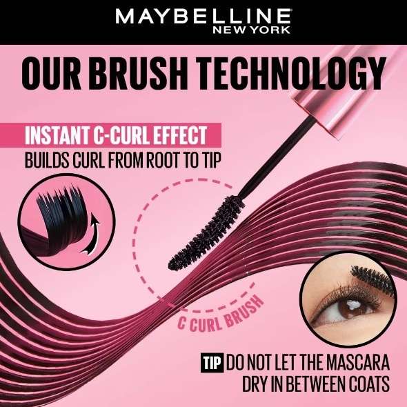 Maybelline New York Hypercurl Waterproof Mascara, Smudge & Highly Pigmented