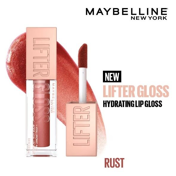 Maybelline New York Lifter Gloss - Rust, Tinted Lip Gloss With Hyaluronic Acid & Long-lasting