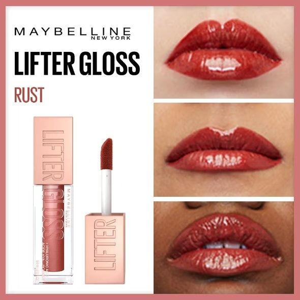 Maybelline New York Lifter Gloss - Rust, Tinted Lip Gloss With Hyaluronic Acid & Long-lasting