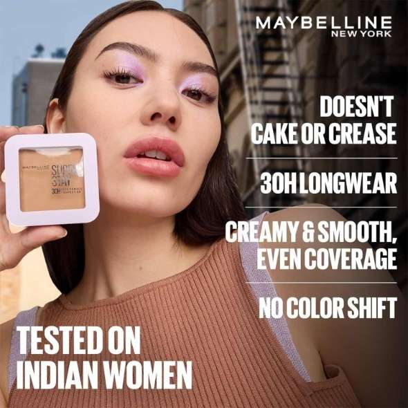 Maybelline New York Super Stay Flex Powder Foundation Compact, 120, Full Coverage, 30H Full Coverage, Perfect for Oily Skin, Waterproof & Sweatproof, 9g