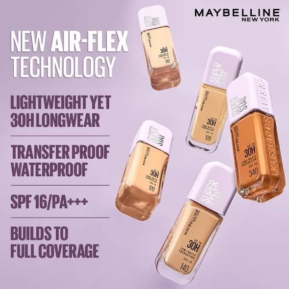 Maybelline New York Super Stay Lumi-Matte Foundation-30Hr Wear-Lightweight-Normal-Dry Skin - 220