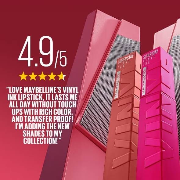 Maybelline New York Super Stay Vinyl Ink Liquid Lipstick, Instant Shine Lasts Up To 16H - 40 Witty
