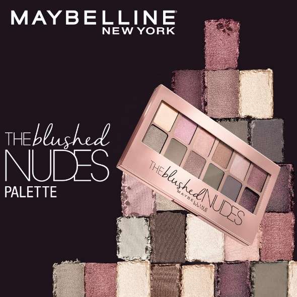 Maybelline New York The Blushed Nudes Eyeshadow Palette, 12 Highly Blendable Shades - Blush