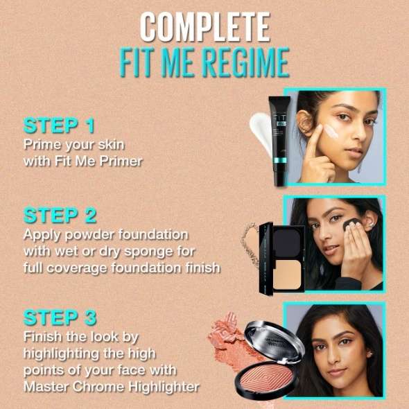Maybelline New York Ultimate Powder Foundation, Full Matte Coverage, SPF44, 24H Oil Control, Fit Me