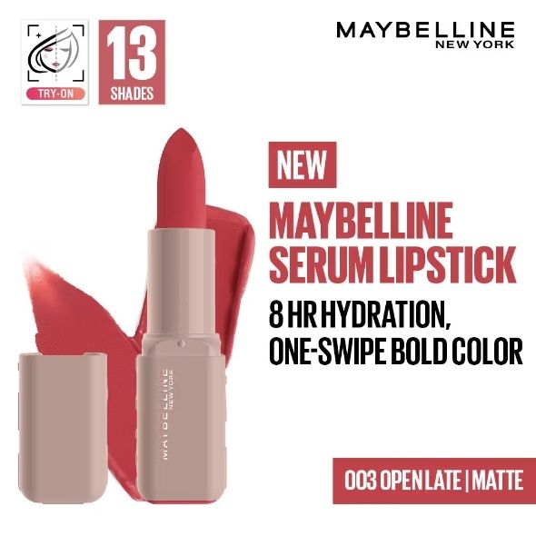 Maybelline Serum Matte Lipstick - 8Hr hydration, One-Swipe Bold Color