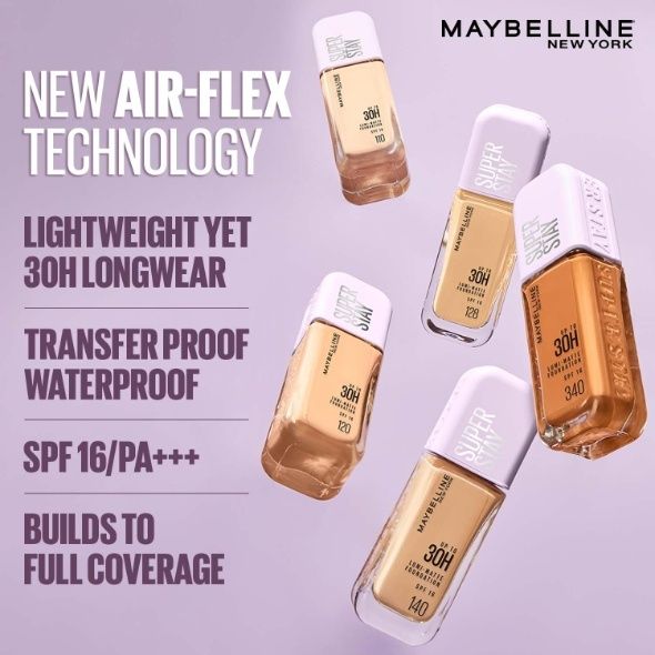Maybelline New York Super Stay Lumi Matte Liquid Foundation, 30 HR Long Lasting