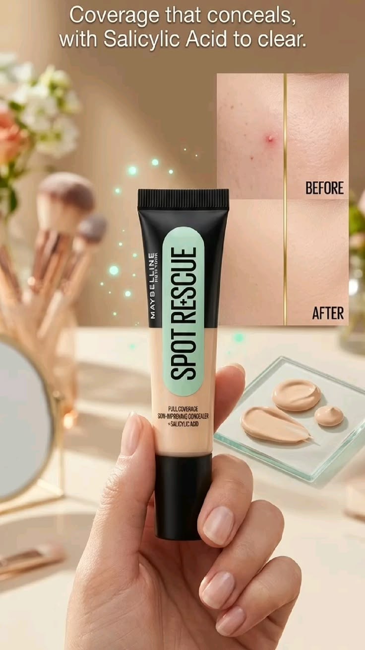 Maybelline New York Fit Me Spot Rescue Full Coverage Concealer, 24H Wear, Fades Spots, Minimizes Pimples, Clinically Tested, Non Comedogenic-15, 15ml