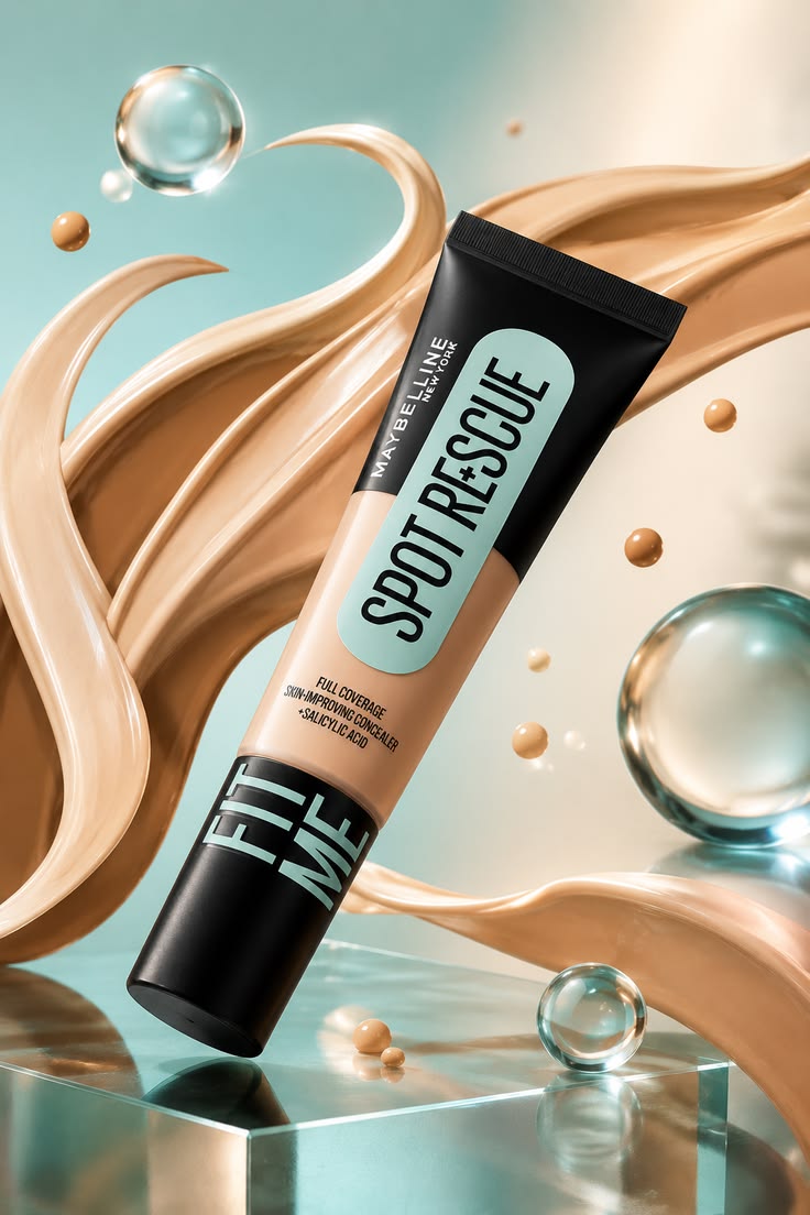 Maybelline New York Fit Me Spot Rescue Full Coverage Concealer, 24H Wear, Fades Spots, Minimizes Pimples, Clinically Tested, Non Comedogenic-15, 15ml