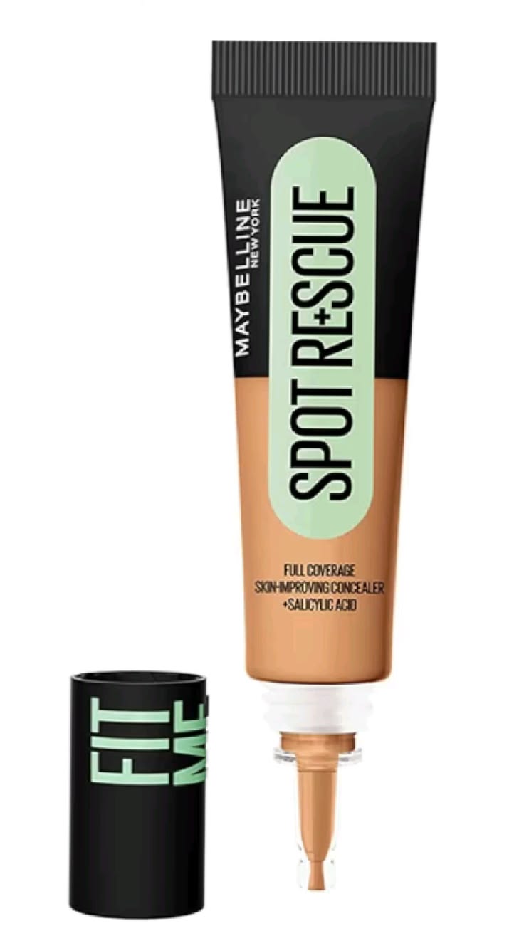Maybelline New York Fit Me Spot Rescue Full Coverage Concealer, 24H Wear, Fades Spots, Minimizes Pimples, Clinically Tested, Non Comedogenic-15, 15ml