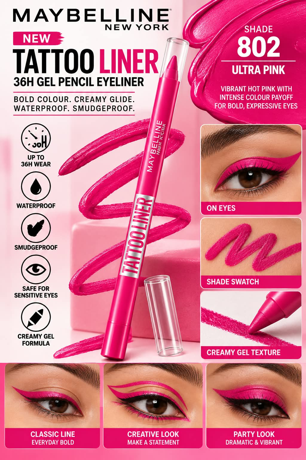 Maybelline New York Waterproof Tattoo Eyeliner Gel Pencil