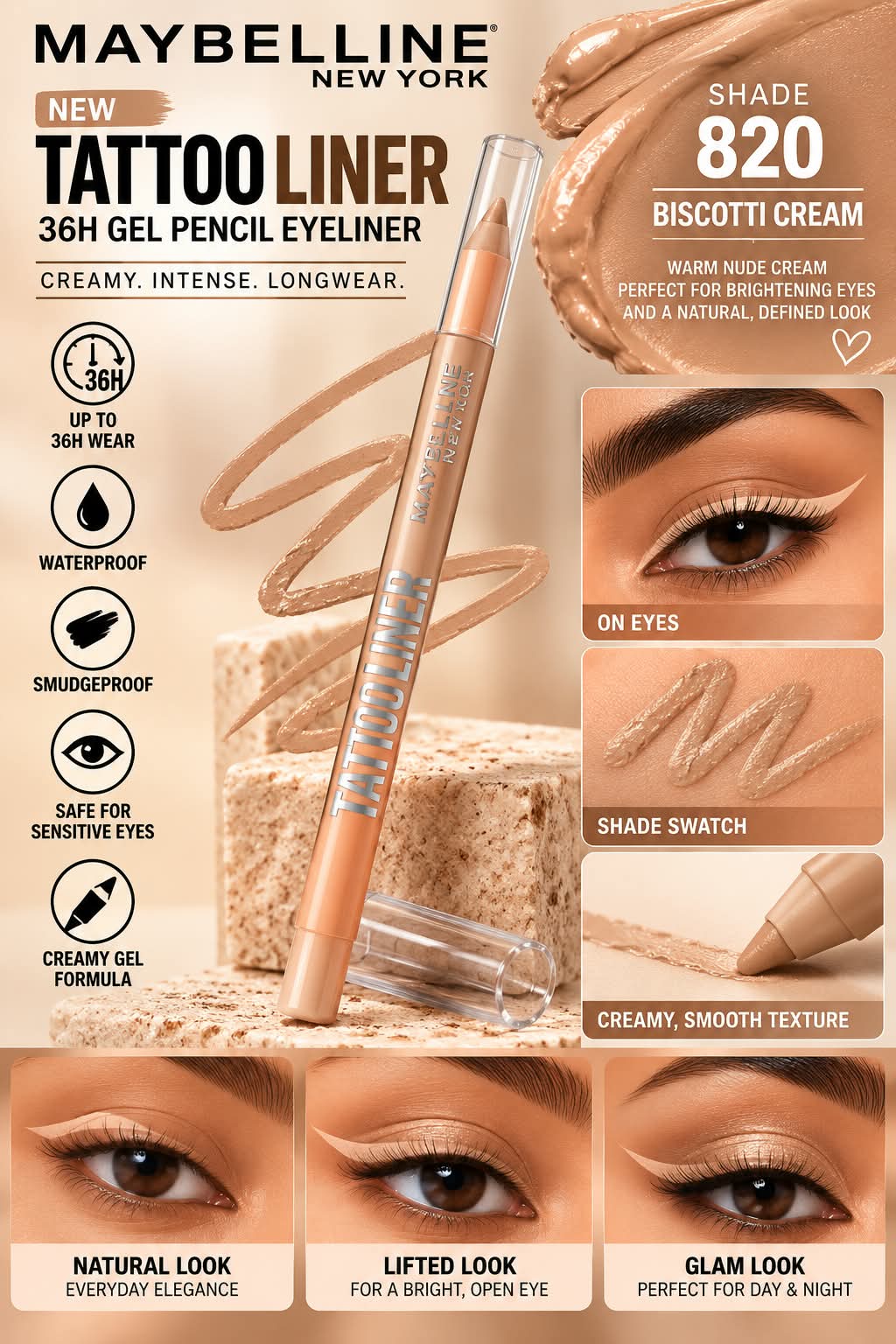 Maybelline New York Waterproof Tattoo Eyeliner Gel Pencil